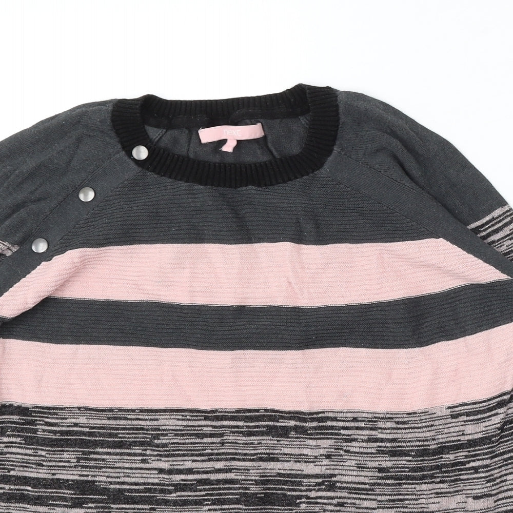 NEXT Womens Multicoloured Round Neck Striped Viscose Pullover Jumper Size 12