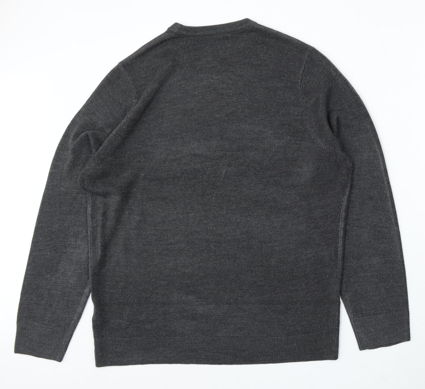 Matalan Mens Grey Round Neck Acrylic Pullover Jumper Size L