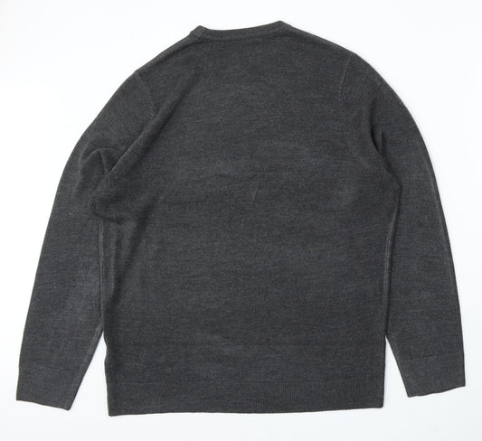 Matalan Mens Grey Round Neck Acrylic Pullover Jumper Size L