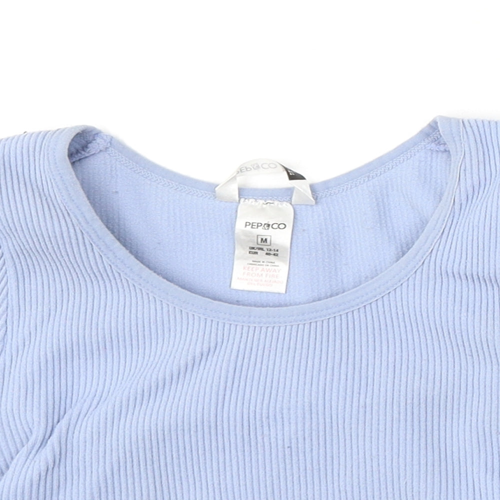 Pep&Co Womens Blue Round Neck Nylon Pullover Jumper Size M