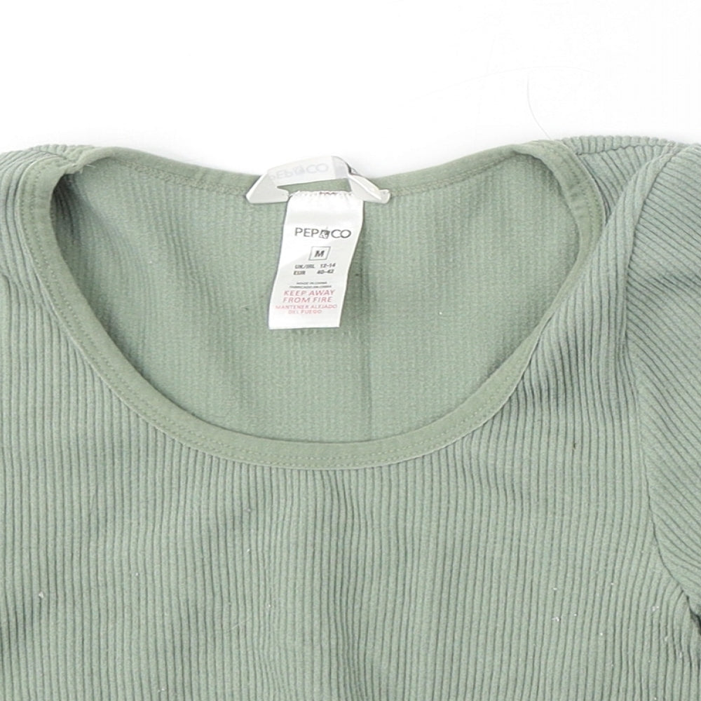 Pep&Co Womens Green Round Neck Nylon Pullover Jumper Size 12