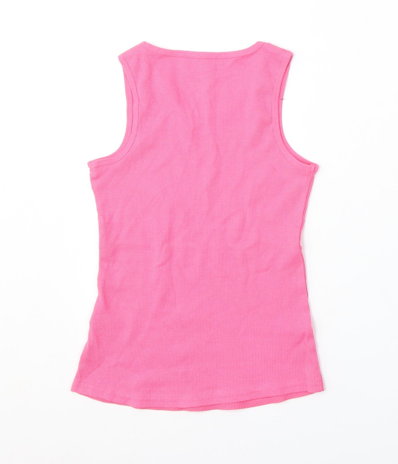 Miss Evie Girls Pink Polyester Basic Tank Size 9-10 Years Round Neck