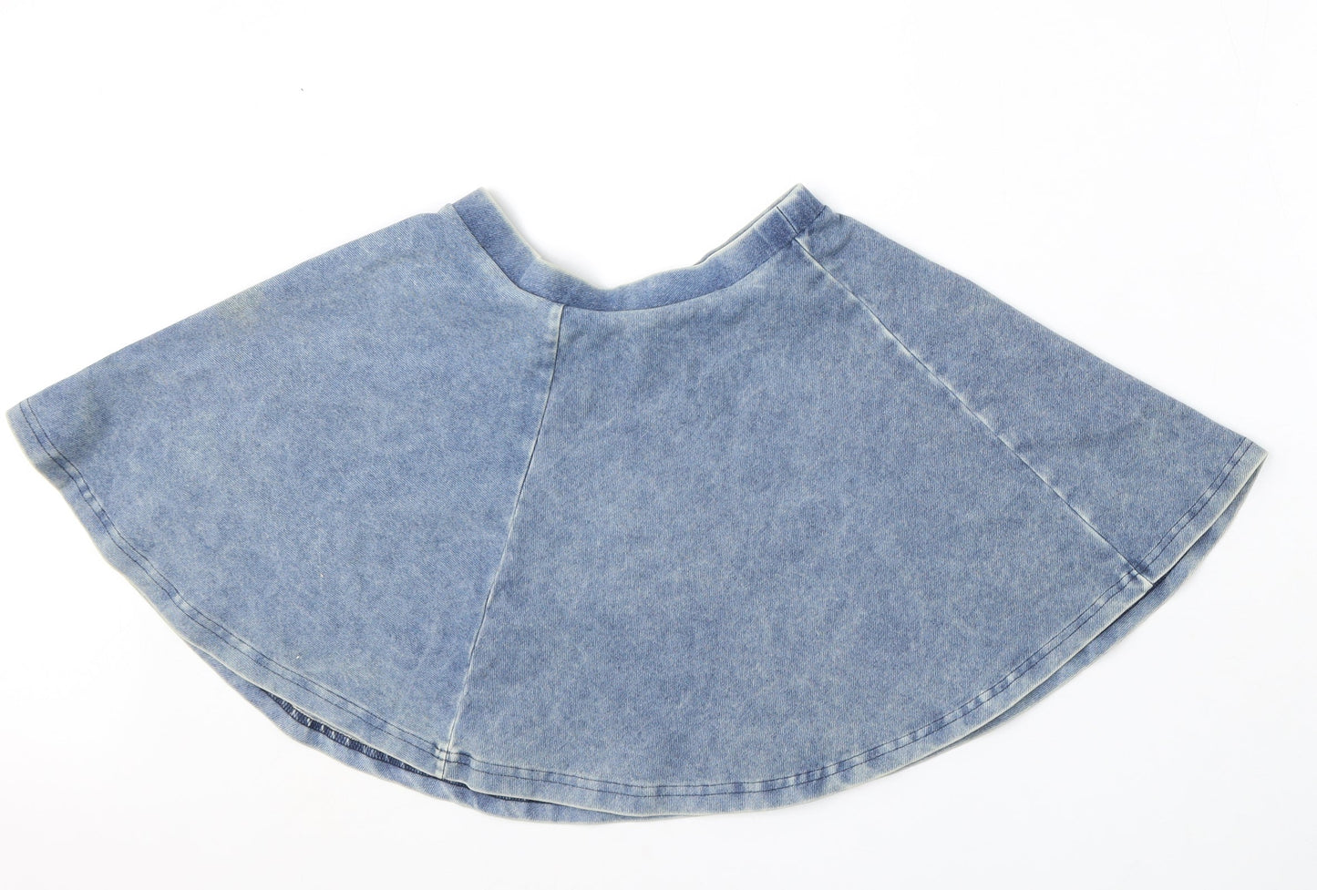 Topshop Womens Blue Cotton Skater Skirt Size 8