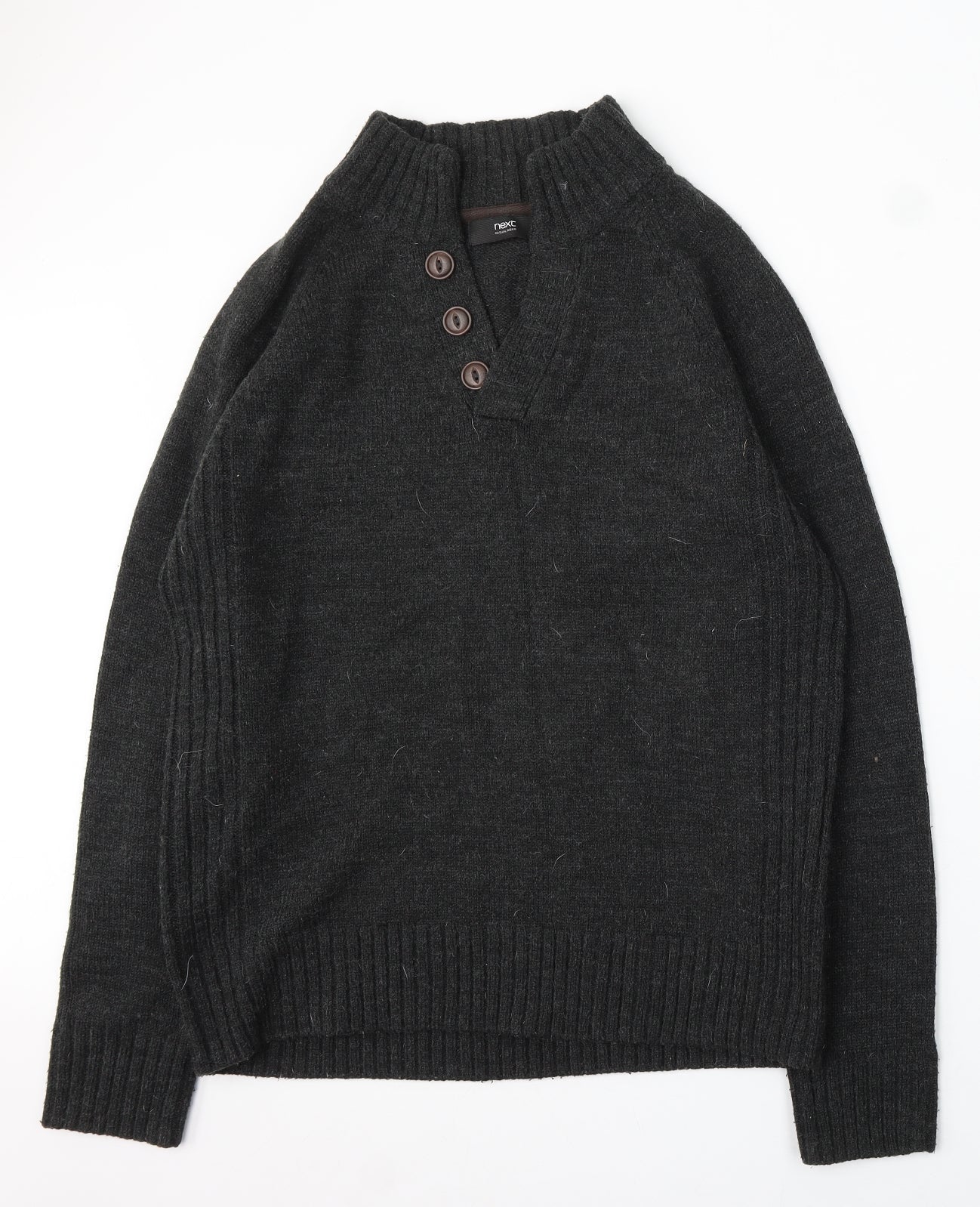 NEXT Womens Grey V-Neck Acrylic Pullover Jumper Size L