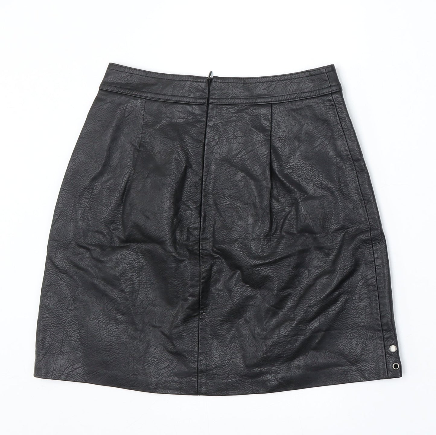 Stradivarius Womens Black Polyurethane A-Line Skirt Size 4