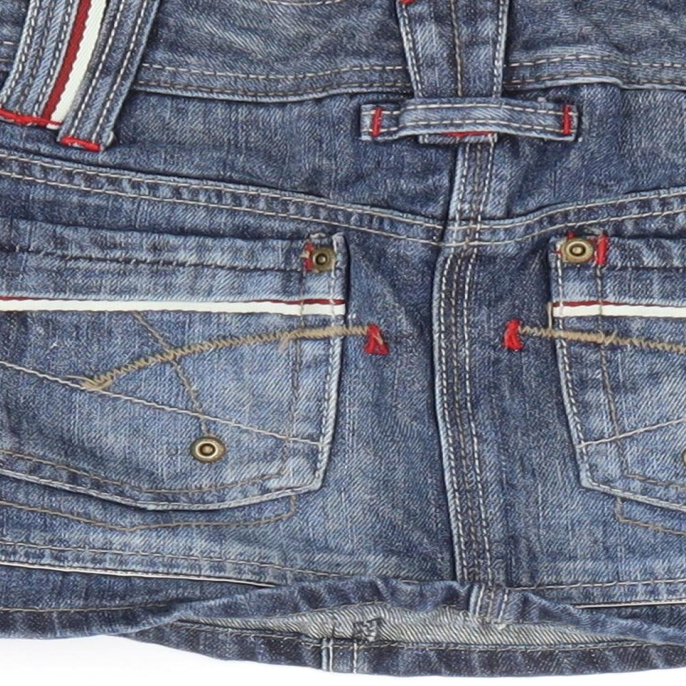 NEXT Girls Blue 100% Cotton Mini Skirt Size 5 Years Regular Button