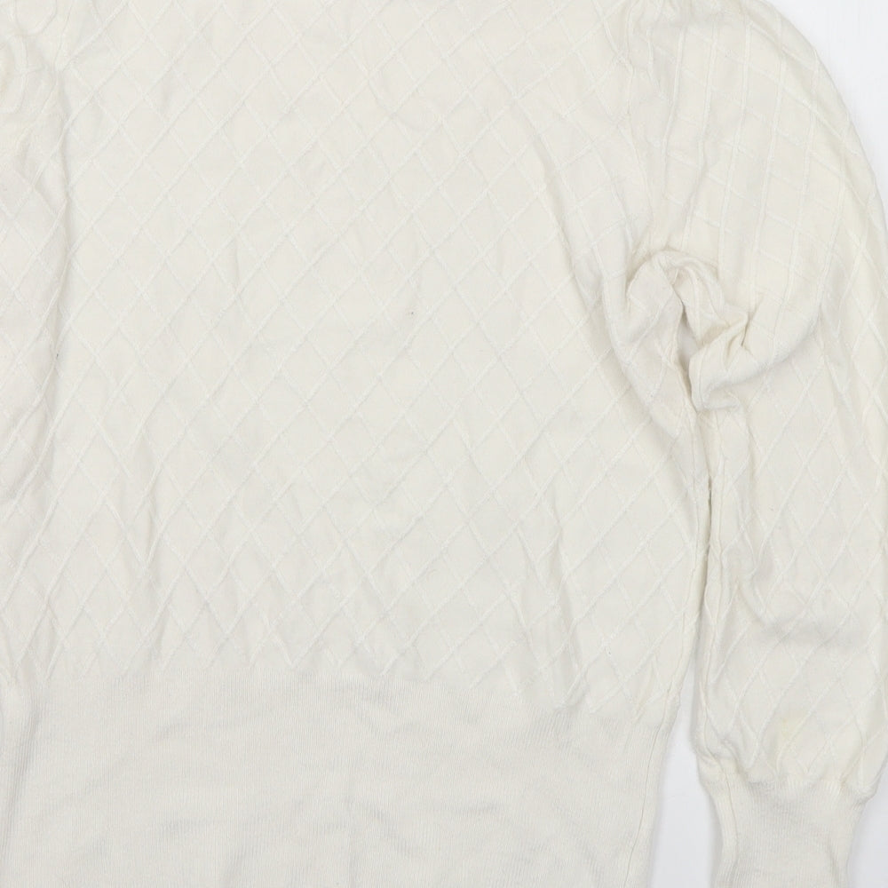 Marks and Spencer Womens White Crew Neck Acrylic Pullover Jumper Size 8