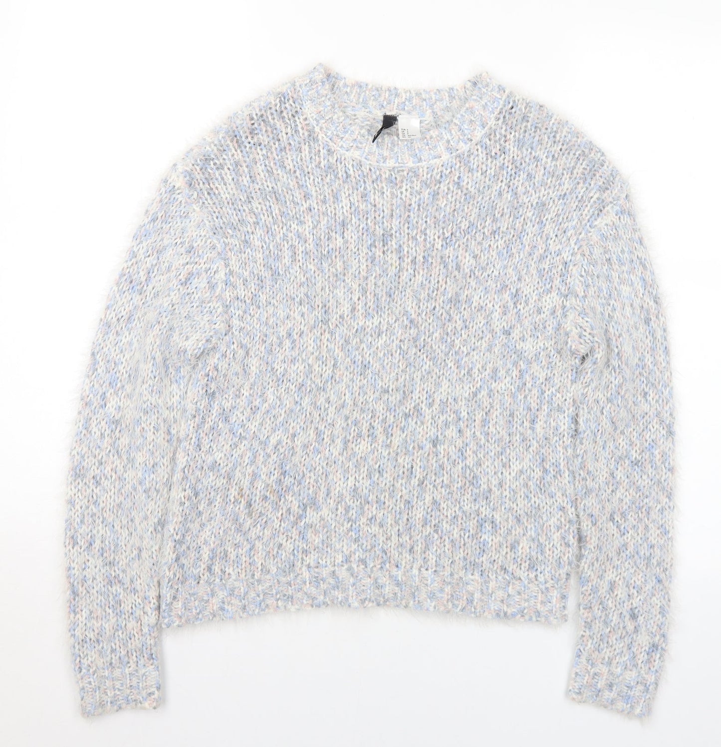 Divided Womens Multicoloured Crew Neck Acrylic Pullover Jumper Size S