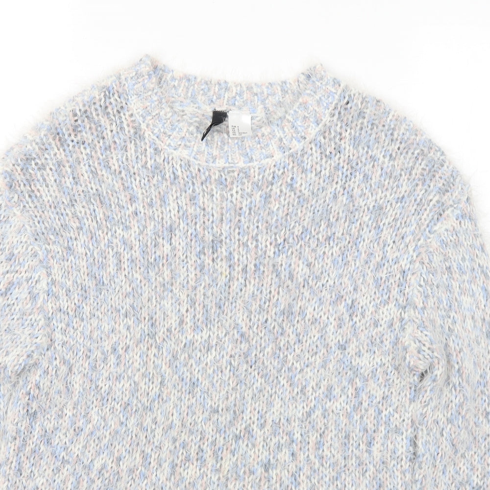 Divided Womens Multicoloured Crew Neck Acrylic Pullover Jumper Size S