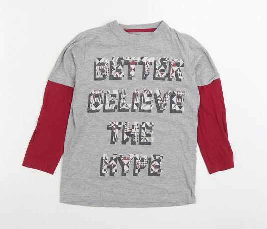 Superior Boys Grey Cotton Basic T-Shirt Size 10 Years Round Neck Pullover