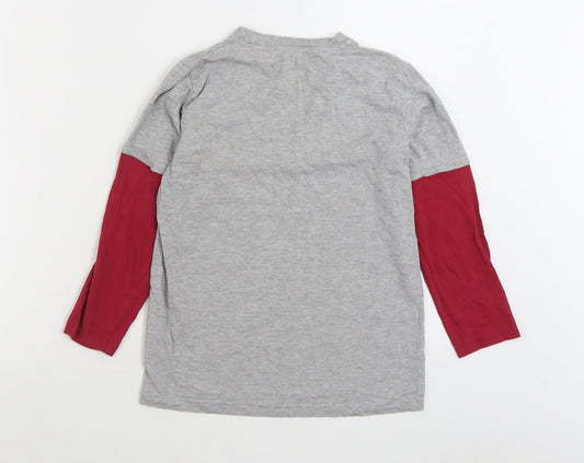Superior Boys Grey Cotton Basic T-Shirt Size 10 Years Round Neck Pullover