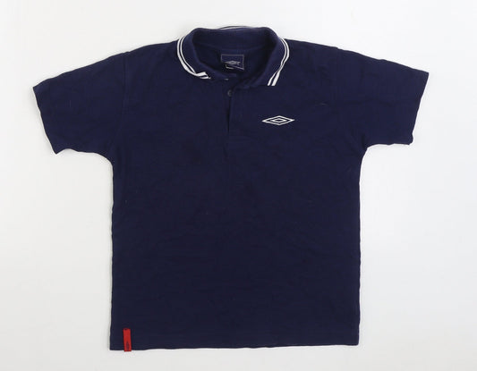 Umbro Boys Blue Polyester Basic Polo Size 11 Years Collared Pullover