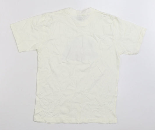 Art Published Boys White 100% Cotton Basic T-Shirt Size 9-10 Years Round Neck Pullover