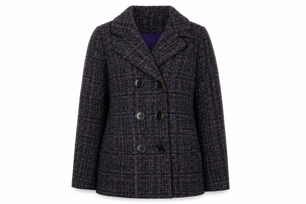 Classics Womens Purple Plaid Overcoat Coat Size 14