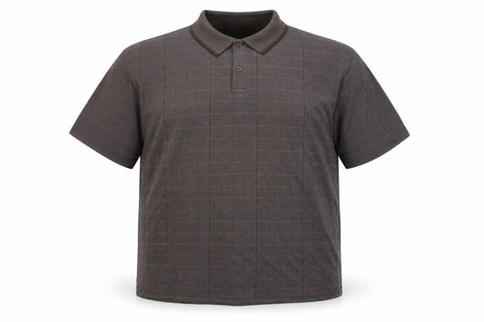 Luxury Mens Brown Check Modal Polo Size 2XL Collared