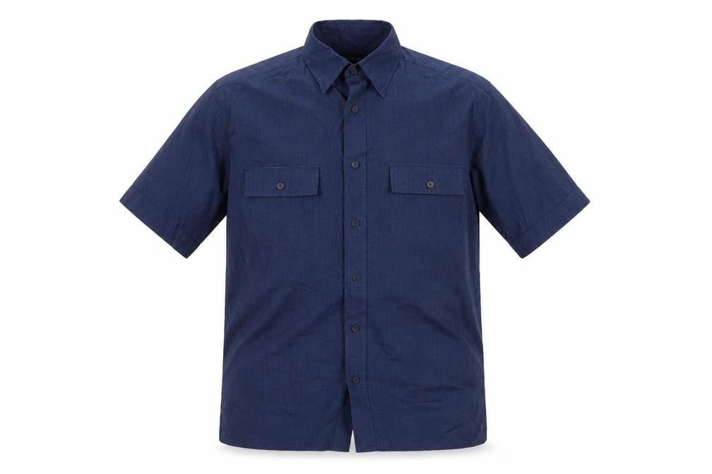 F&F Mens Blue Geometric Polyester Button-Up Size L Collared