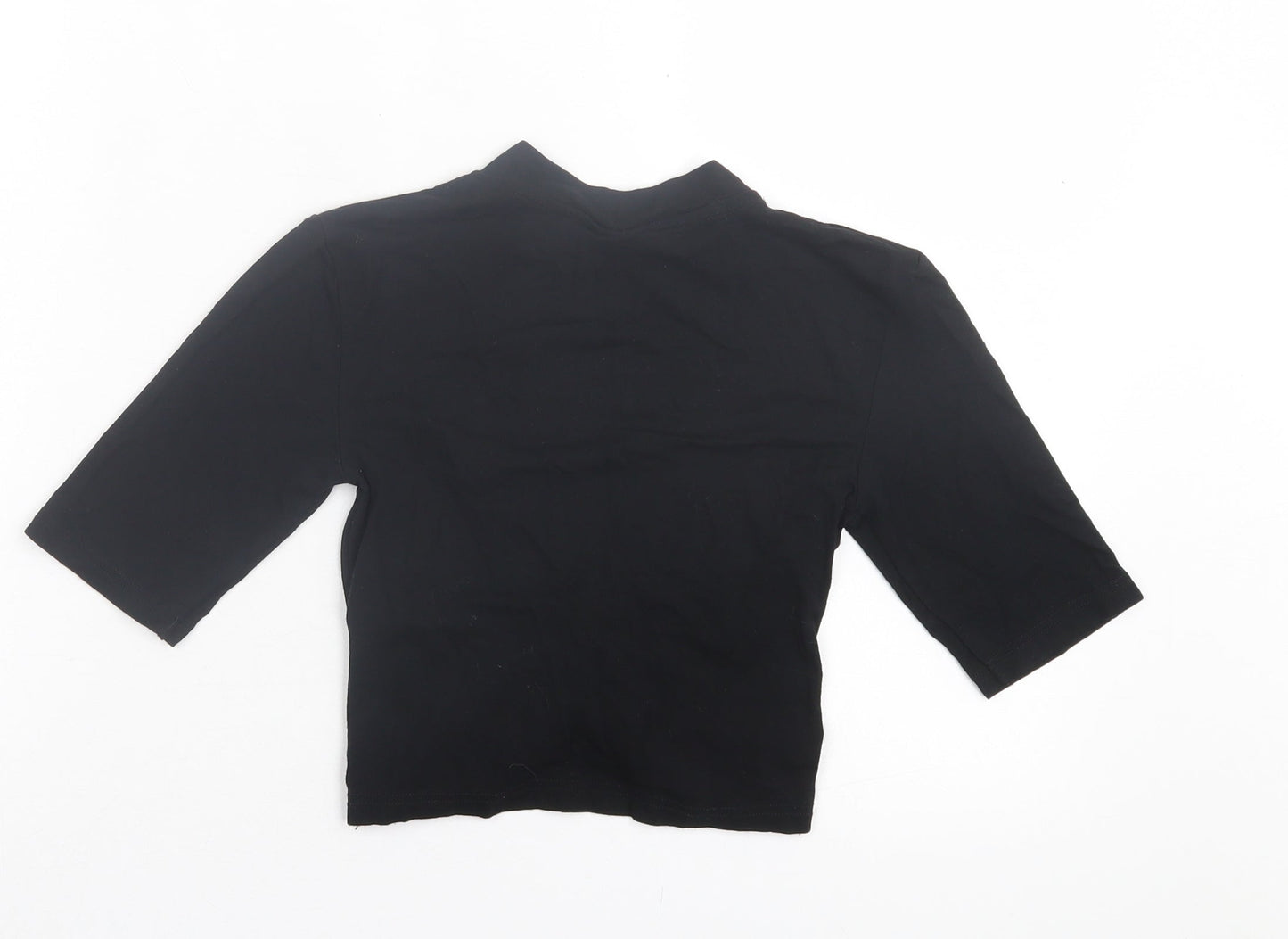 Topshop Womens Black Viscose Cropped T-Shirt Size 6 Halter