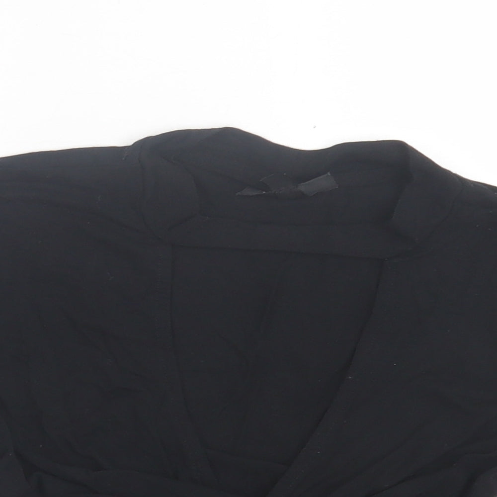 Topshop Womens Black Viscose Cropped T-Shirt Size 6 Halter