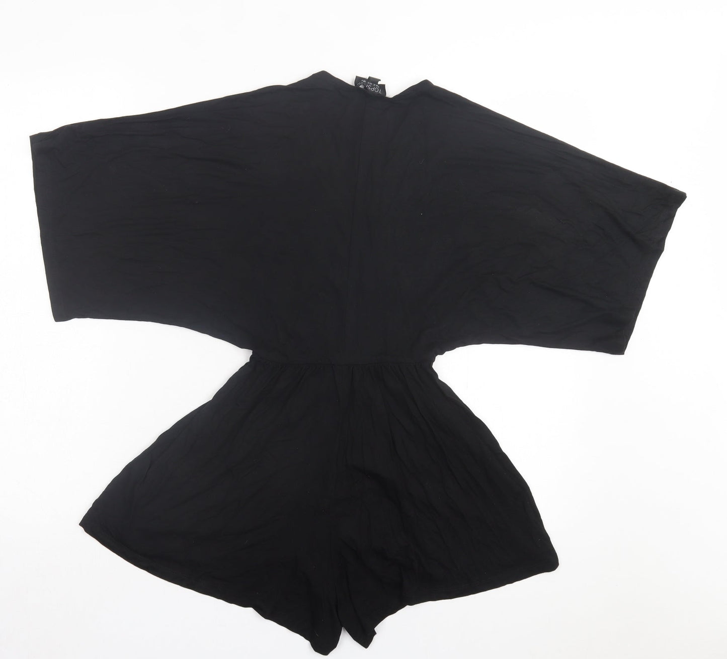 Topshop Womens Black Elastane Playsuit One-Piece Size 4 Pullover