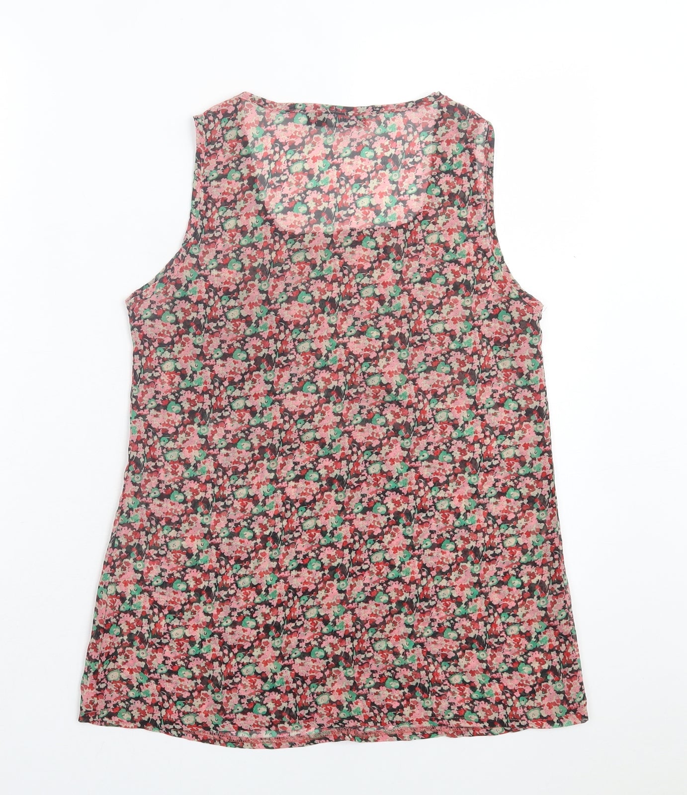 Exhibit Womens Red Floral Polyester Basic Tank Size 8 Crew Neck