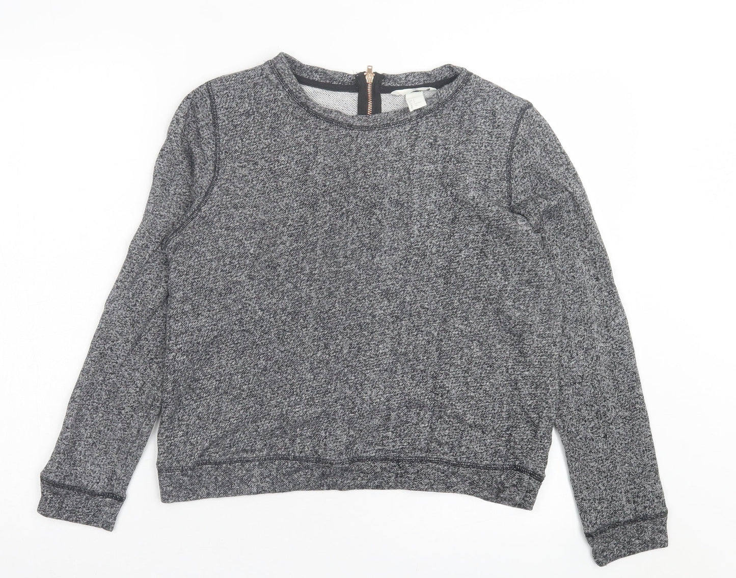 h7m Womens Grey Cotton Pullover Sweatshirt Size S Zip