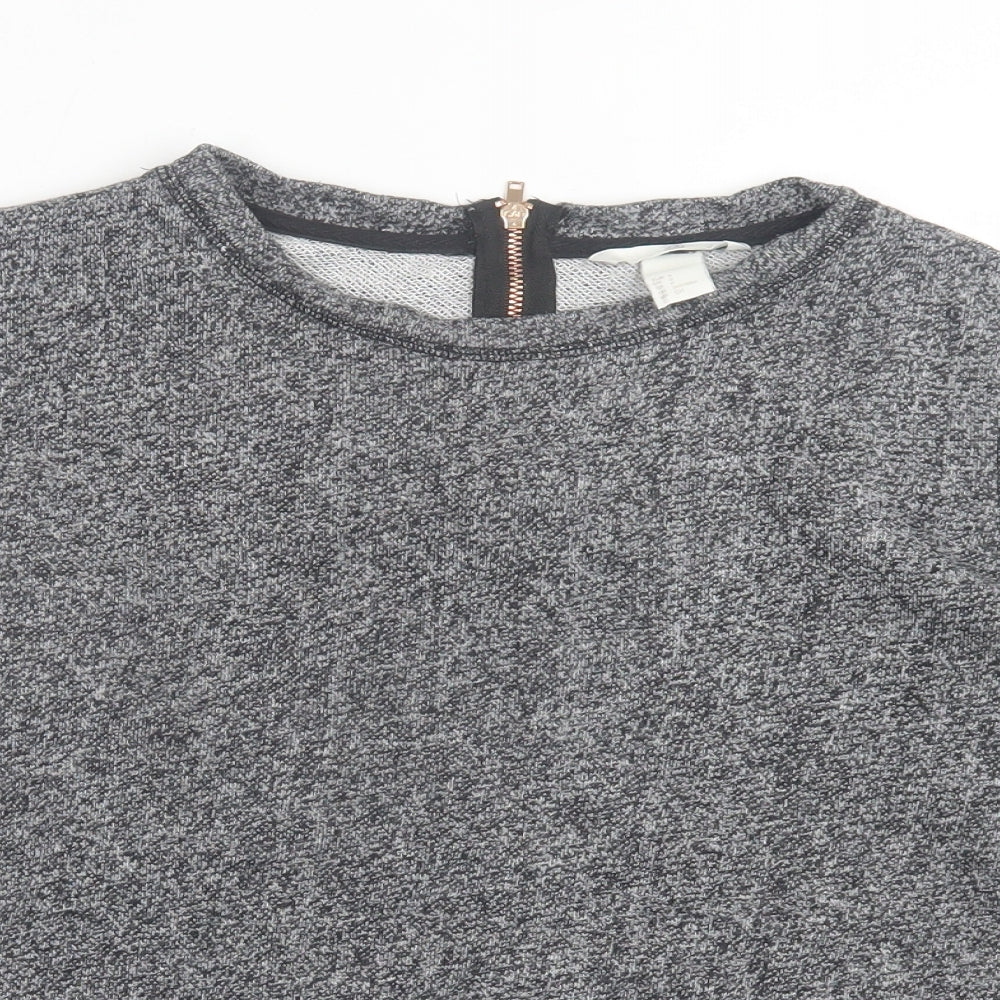 h7m Womens Grey Cotton Pullover Sweatshirt Size S Zip