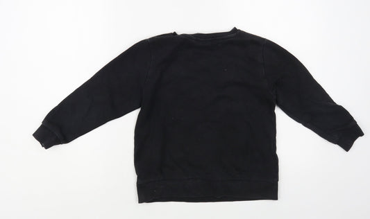 NEXT Girls Black Cotton Pullover Sweatshirt Size 7 Years Pullover - Marvel