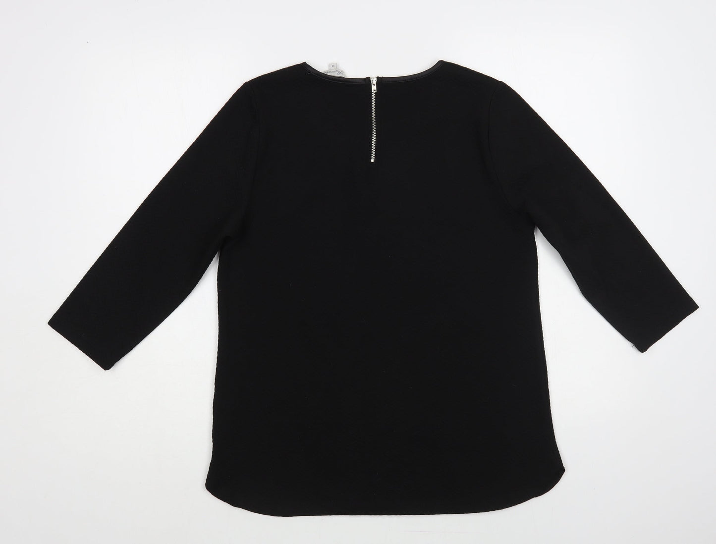 Peacocks Womens Black Polyester Basic Blouse Size 10 Boat Neck