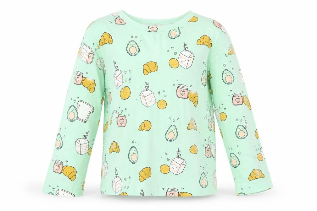 George Girls Green Geometric Cotton Basic T-Shirt Size 7-8 Years Round Neck
