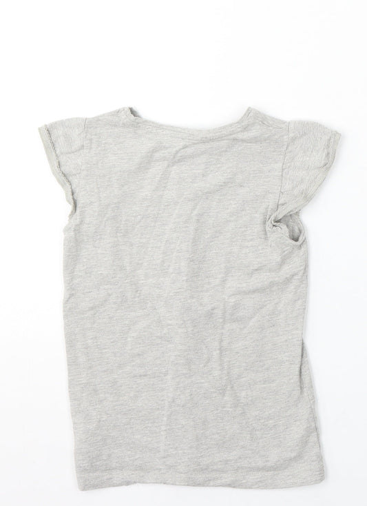 M Girls Grey Cotton Basic T-Shirt Size 8 Years Round Neck