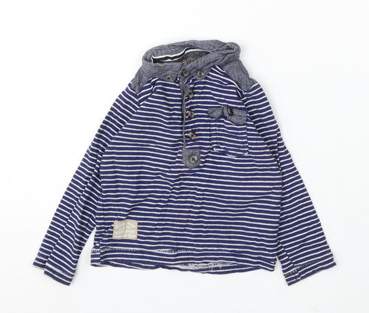 Rebel Boys Blue Striped Cotton Basic T-Shirt Size 12-18 Months Collared Button