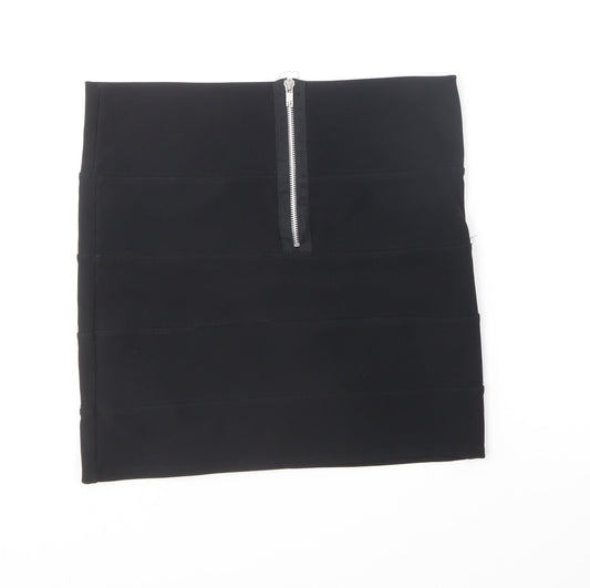 Preworn Womens Black Polyester Mini Skirt Size 14