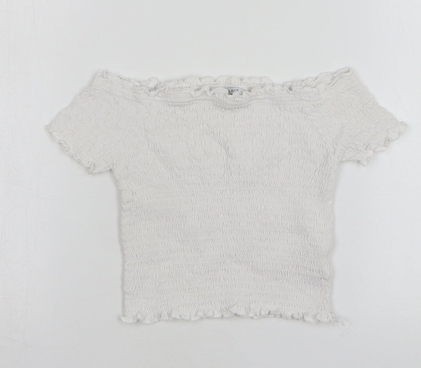 Primark Girls White Polyester Basic Blouse Size 8-9 Years Boat Neck