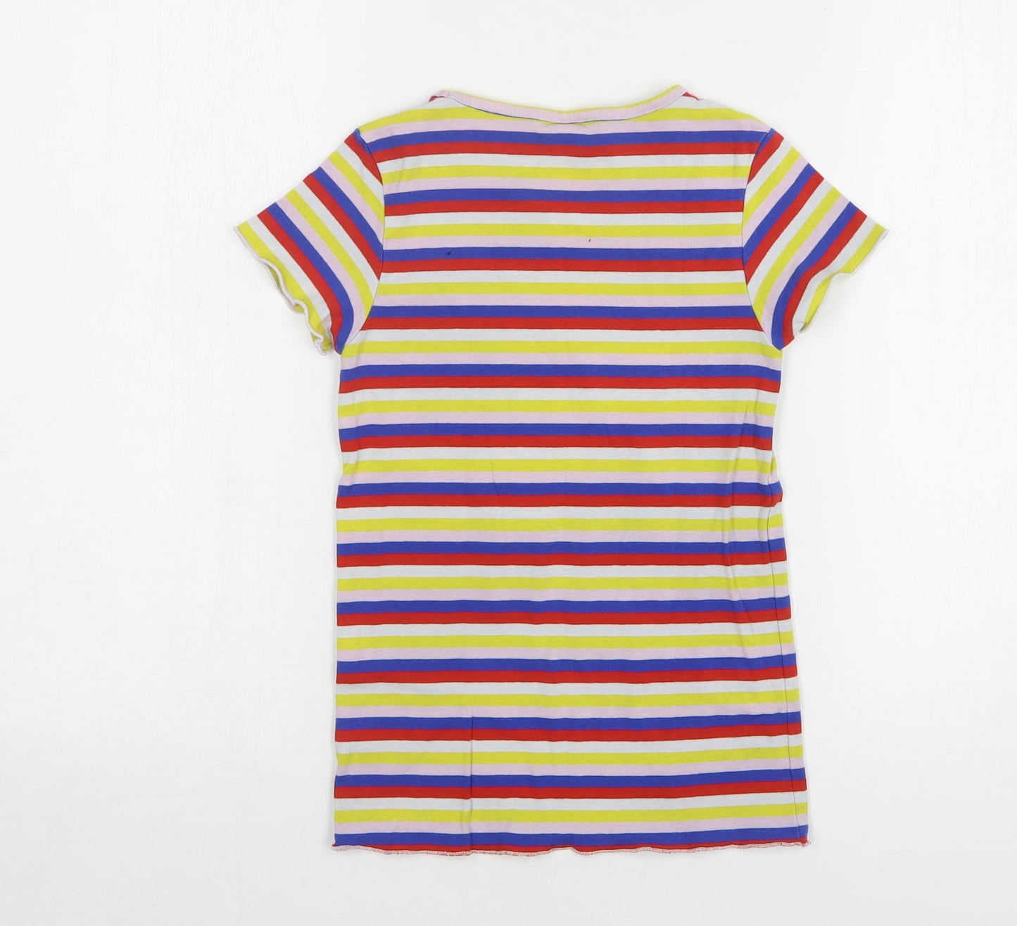 TU Girls Multicoloured Striped Cotton Basic T-Shirt Size 9 Years Round Neck