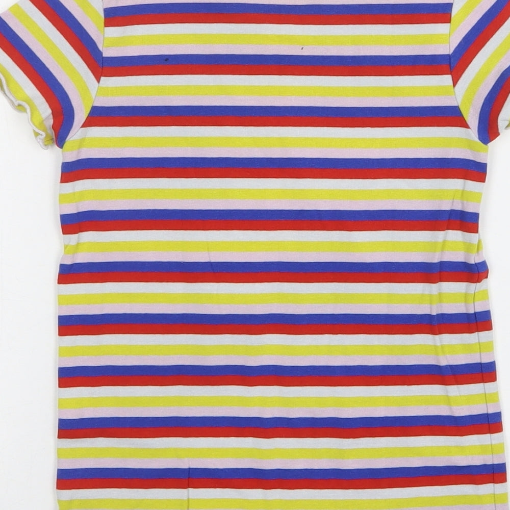 TU Girls Multicoloured Striped Cotton Basic T-Shirt Size 9 Years Round Neck