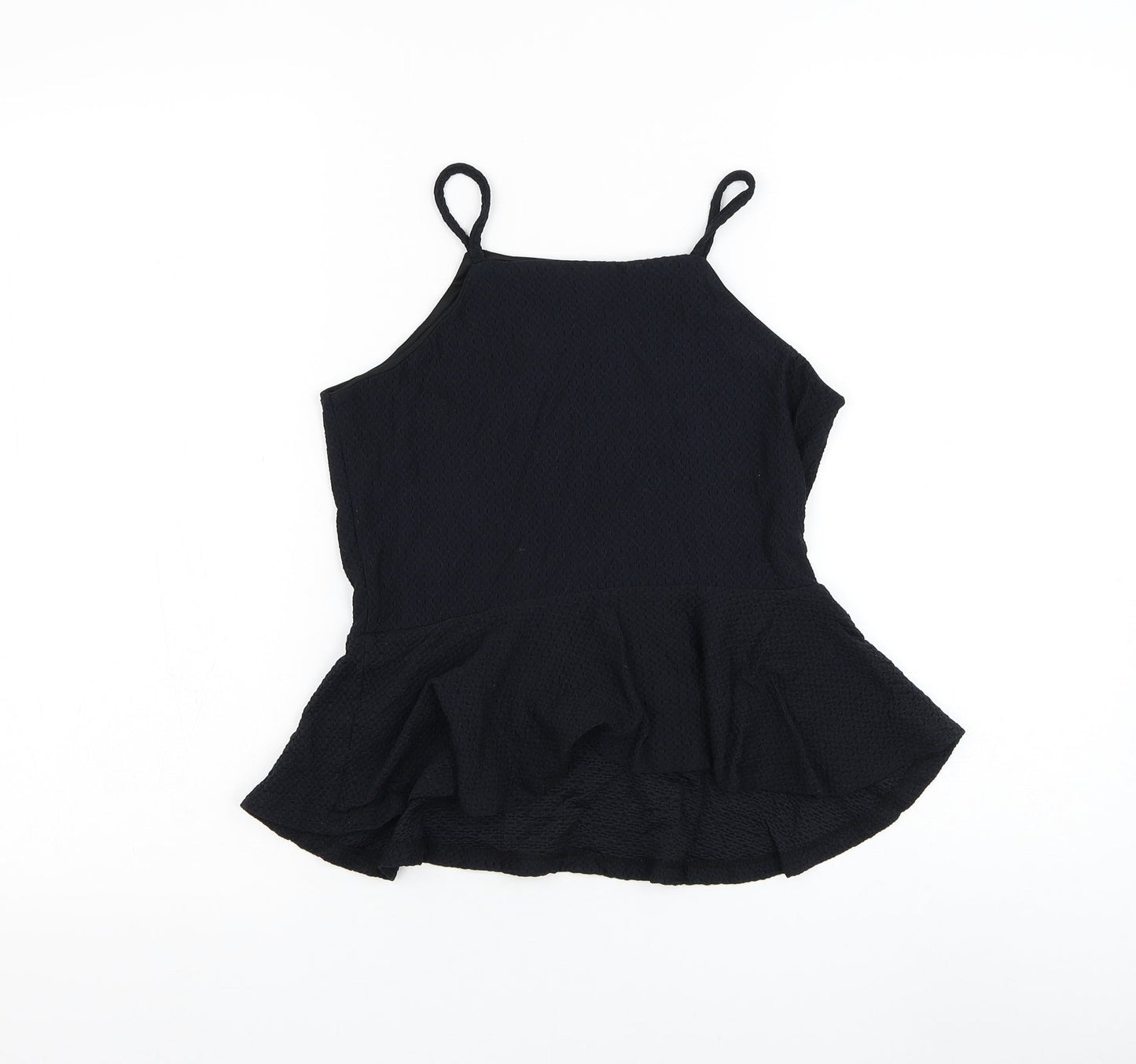 Topshop Womens Black Nylon Basic Tank Size 10 Round Neck