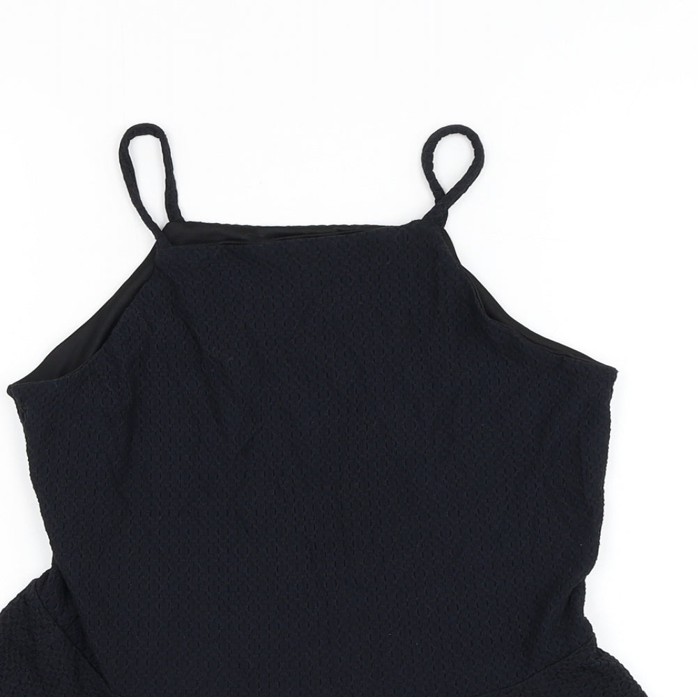 Topshop Womens Black Nylon Basic Tank Size 10 Round Neck
