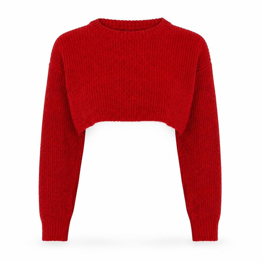 New Look Womens Red Round Neck Acrylic Pullover Jumper Size M