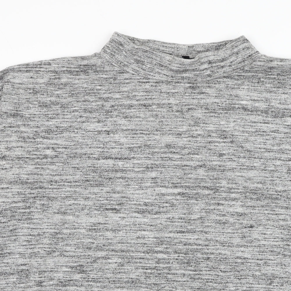 New Look Womens Grey Mock Neck Polyester Pullover Jumper Size 16