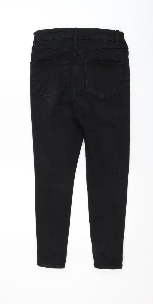 New Look Womens Black Cotton Skinny Jeans Size 10 L25 in Regular Zip
