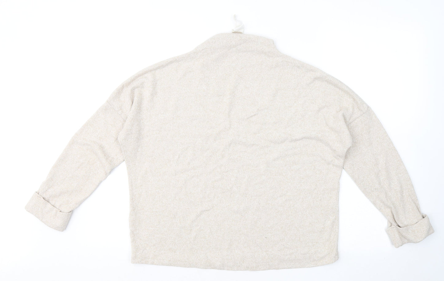 H&M Womens Beige Round Neck Viscose Pullover Jumper Size S