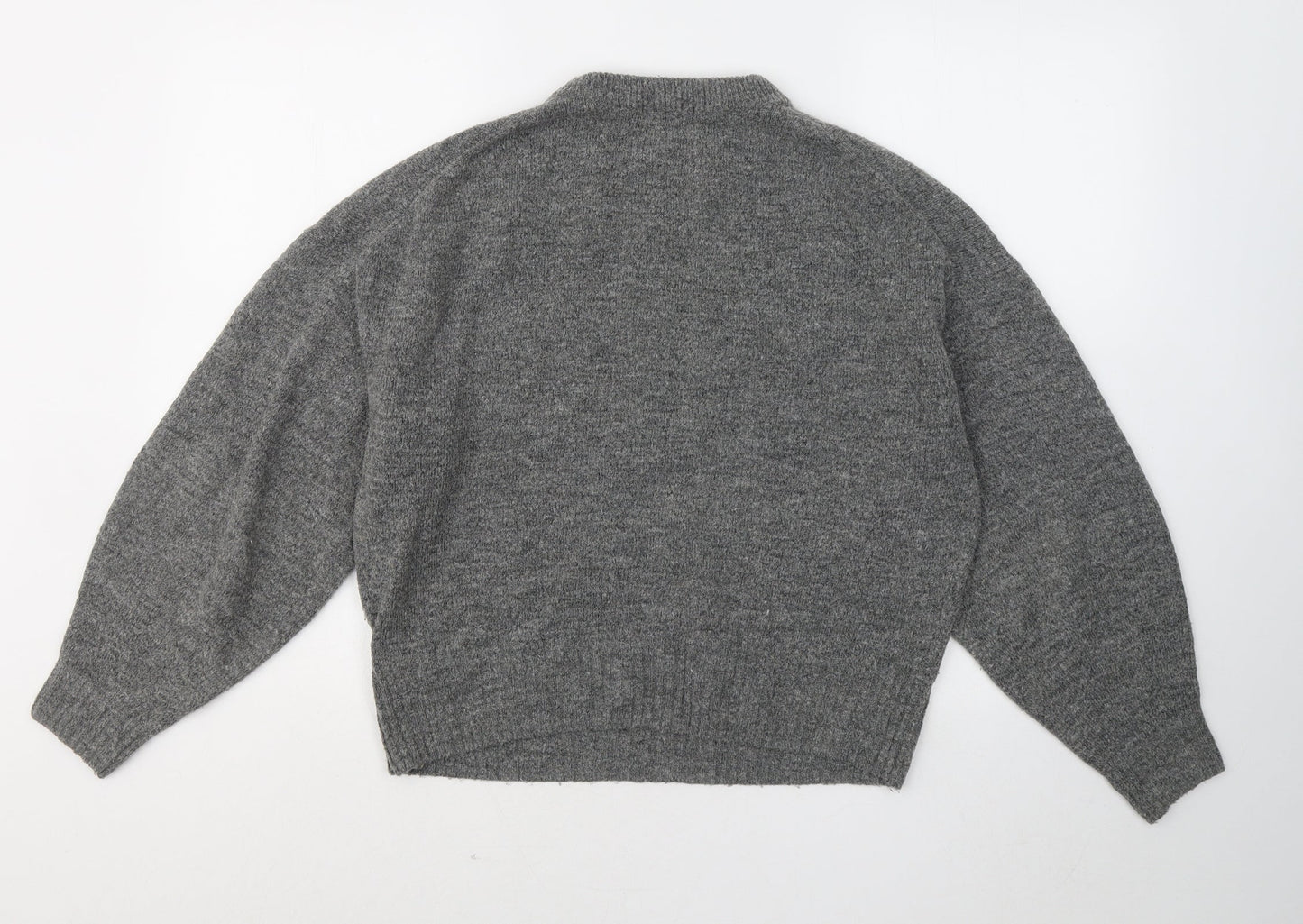 H&M Womens Grey Round Neck Acrylic Pullover Jumper Size S