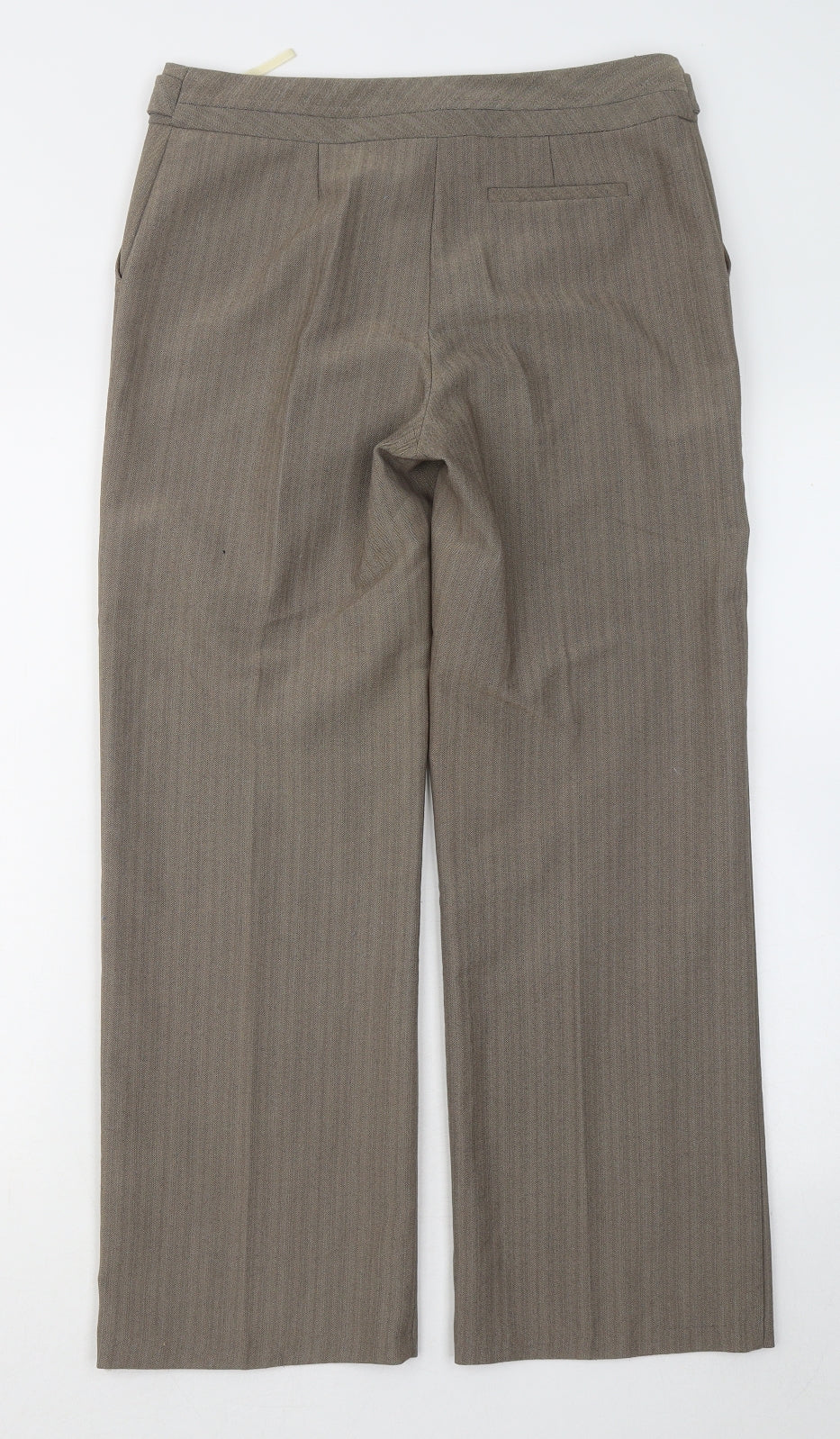 BHS Womens Brown Polyester Trousers Size 8 L25 in Regular