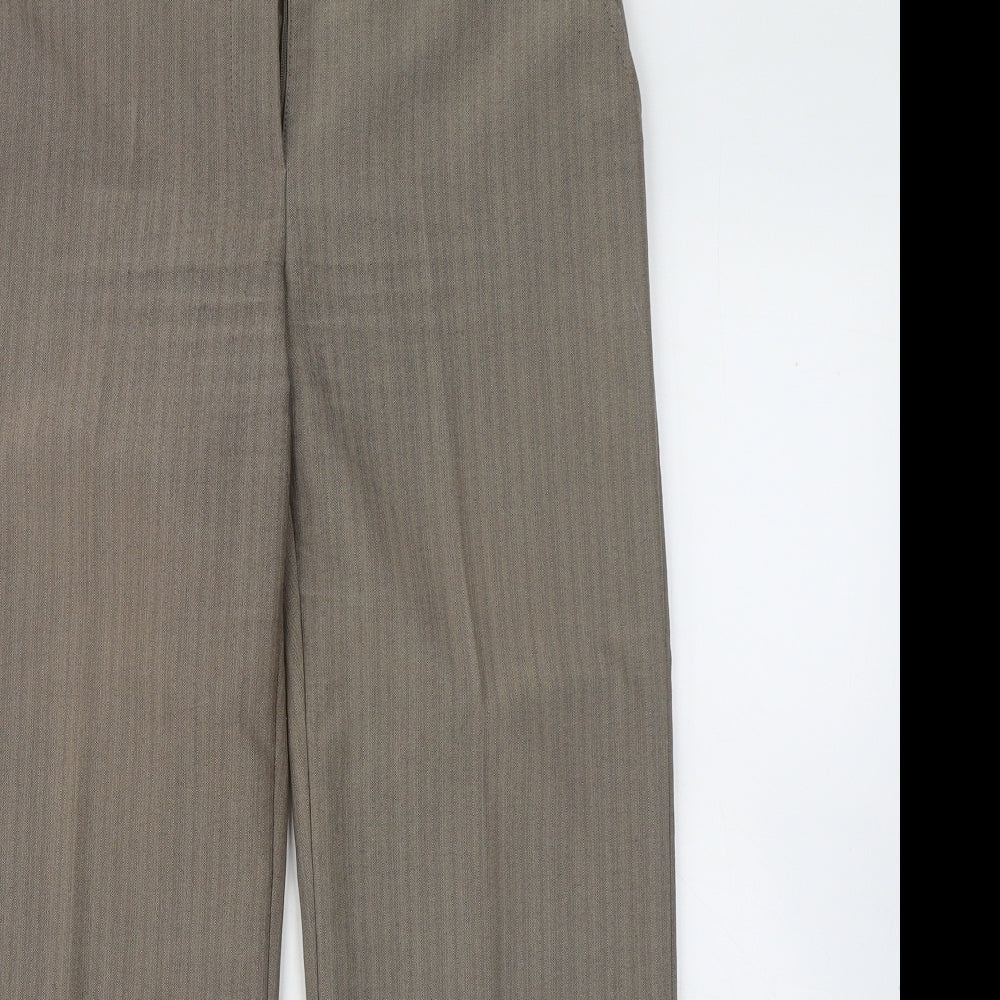 BHS Womens Brown Polyester Trousers Size 8 L25 in Regular