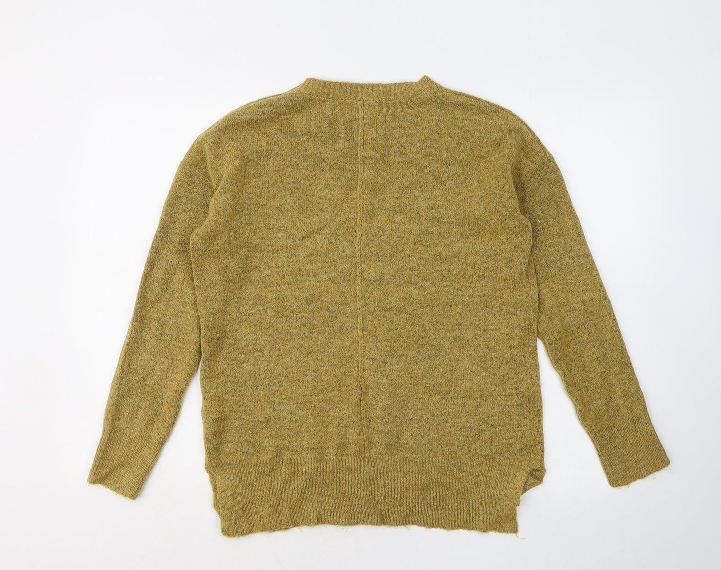 Papaya Womens Yellow Round Neck Acrylic Pullover Jumper Size S
