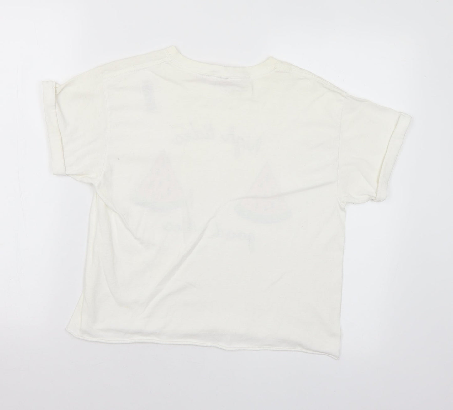 Miss Selfridge Womens White Polyester Basic T-Shirt Size M Crew Neck - High tides, good vibes