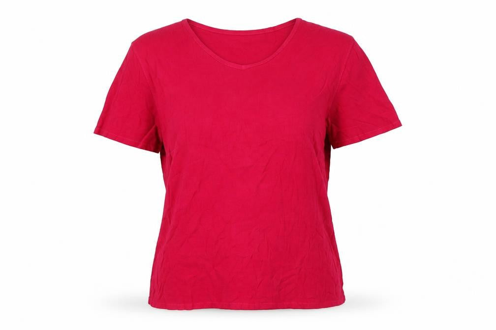 Marks and Spencer Womens Pink Viscose Basic T-Shirt Size 12 V-Neck