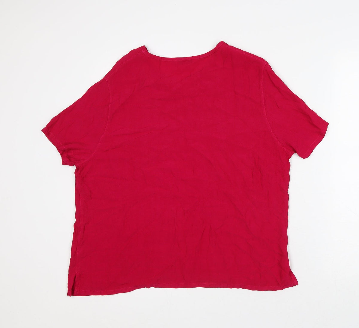 Marks and Spencer Womens Pink Viscose Basic T-Shirt Size 12 V-Neck