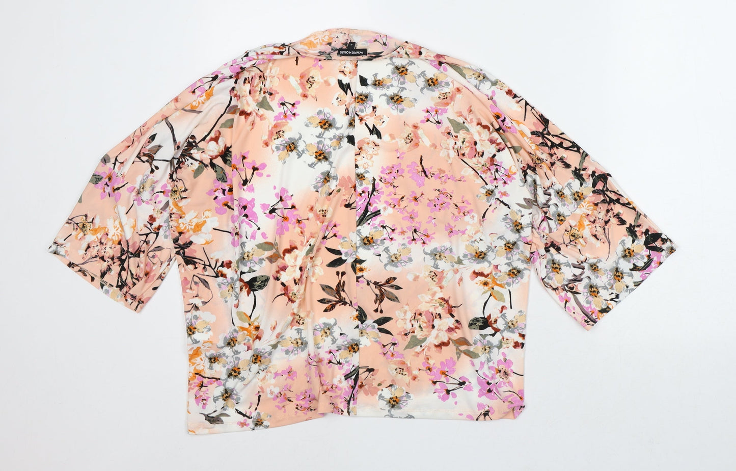 Warehouse Womens Pink Round Neck Floral Polyester Cardigan Jumper Size M