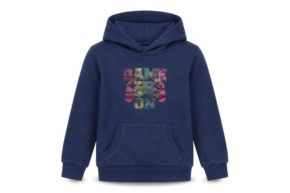 Jeff & Co Boys Blue Geometric Cotton Pullover Hoodie Size 5-6 Years - Game on